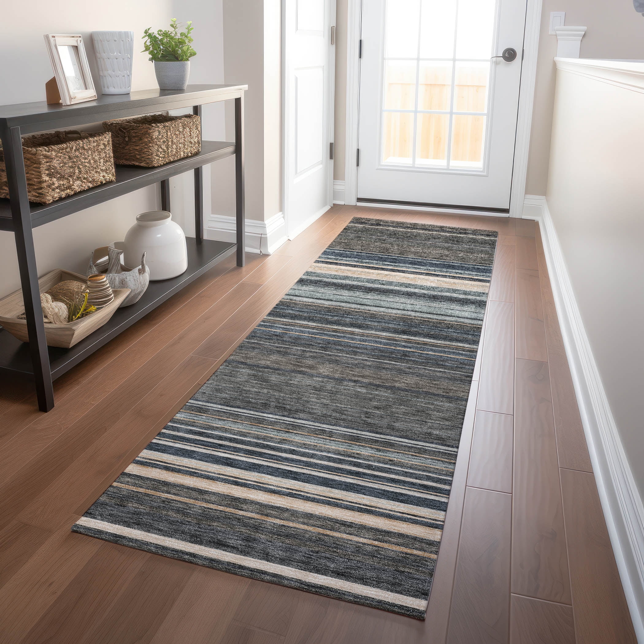 Addison Rugs Chantille Indoor/Outdoor Transitional Geometric, Abstract Taupe Washable Runner Rug, 2'3" x 7'6"