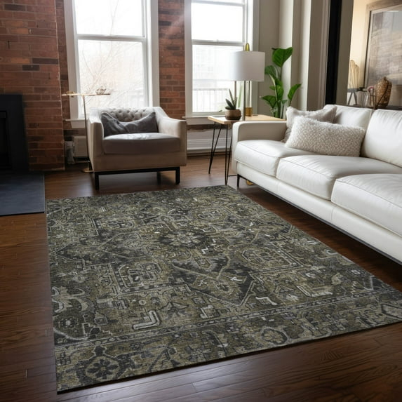 Addison Rugs Chantille Indoor/Outdoor Traditional Oriental Taupe Washable Rectangle Rug, 3' x 5'