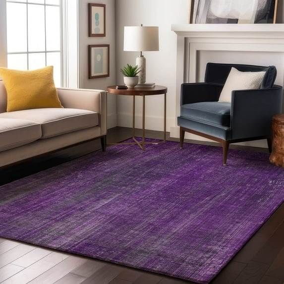 Addison Rugs Mayfield Washable Transitional Striped Purple Rectangle Rug, 3' x 5'