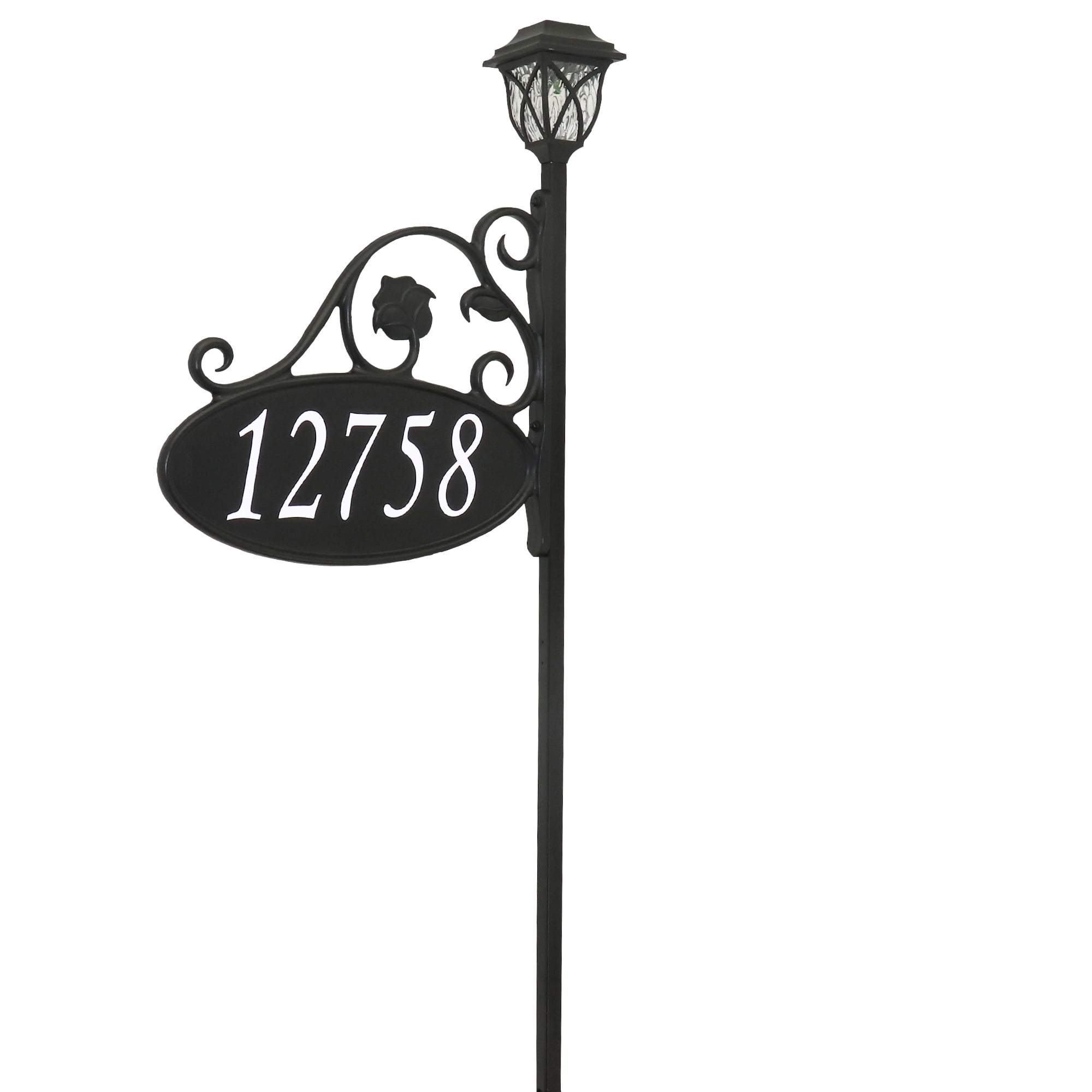 Address America USA Handcrafted, Double-Sided Park Place Reflective Address Sign With Solar Light - 58" Pole