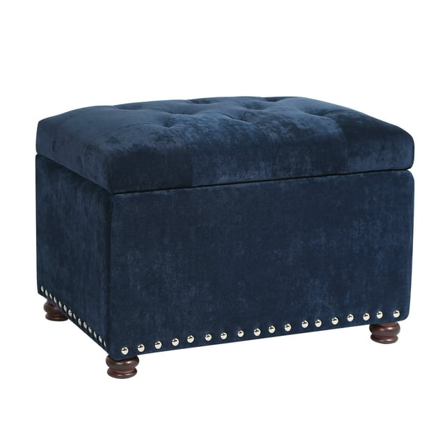 JYHOME 24" Ottoman with  for Living Room Rectangular Fabric Tufted Bench Footrest - Light Grey