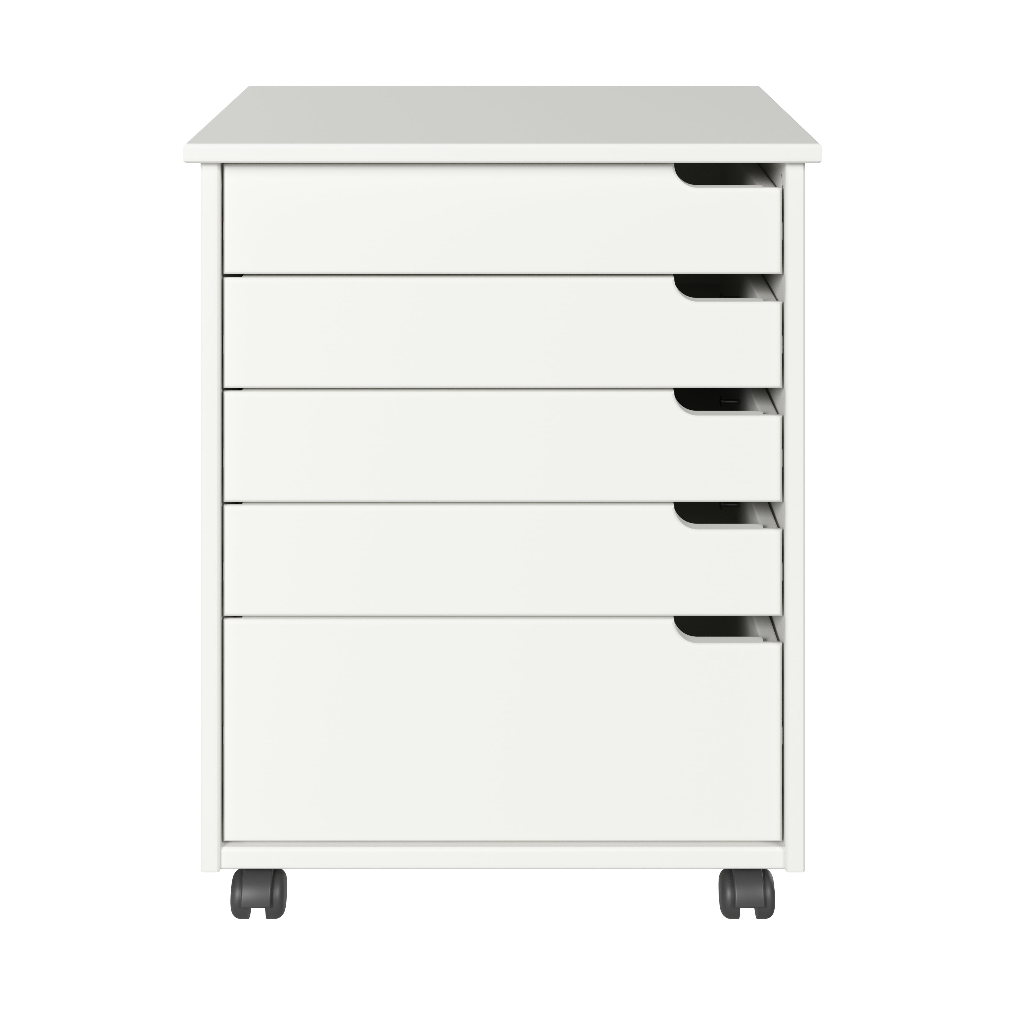 Adeptus Original Euro Roll Cart, Solid Wood, 4+1 Drawer Extra Wide Drawers Roll Carts, White