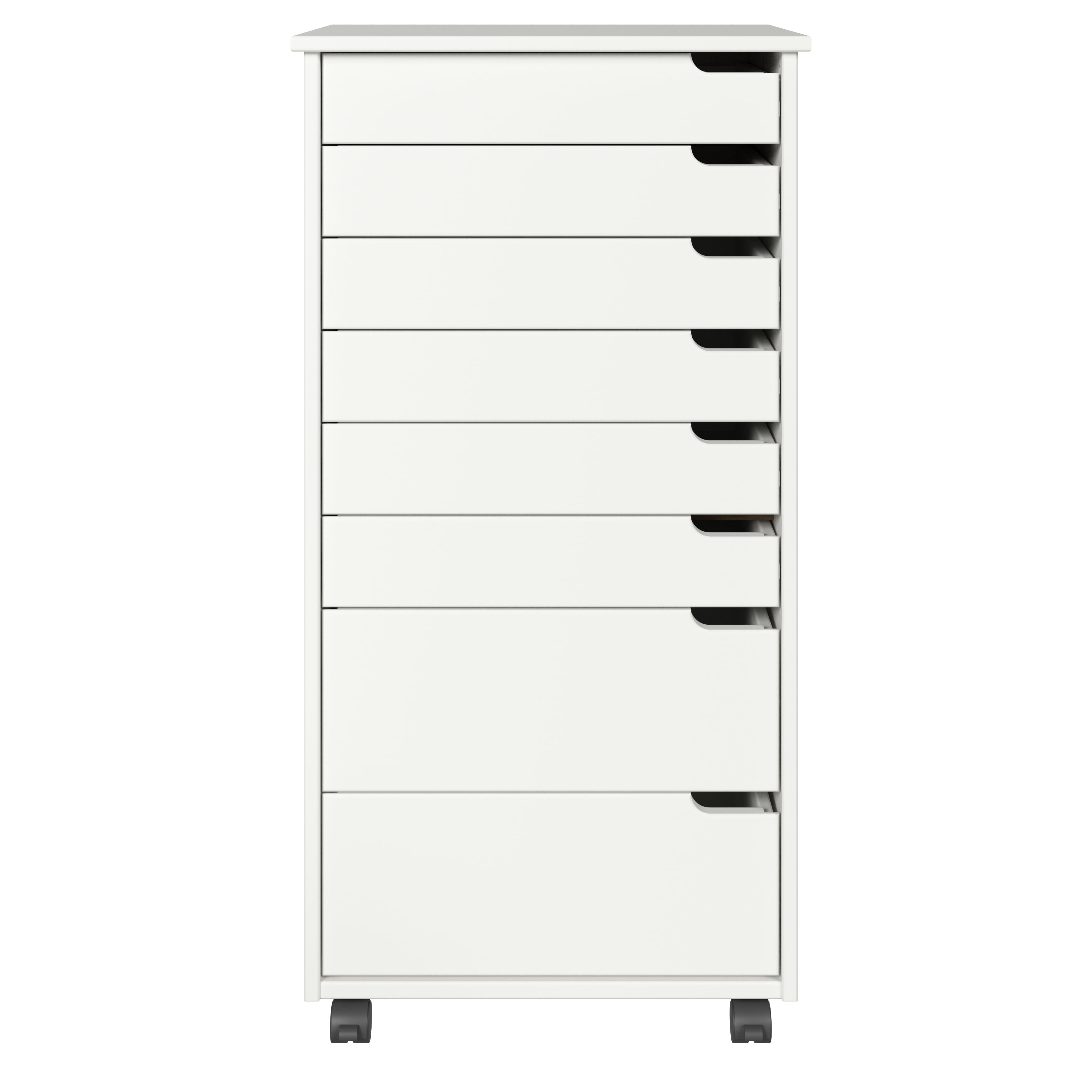 Adeptus Original Euro Roll Cart, Solid Wood, 6+2 Drawer Extra Wide Drawers Roll Carts, White