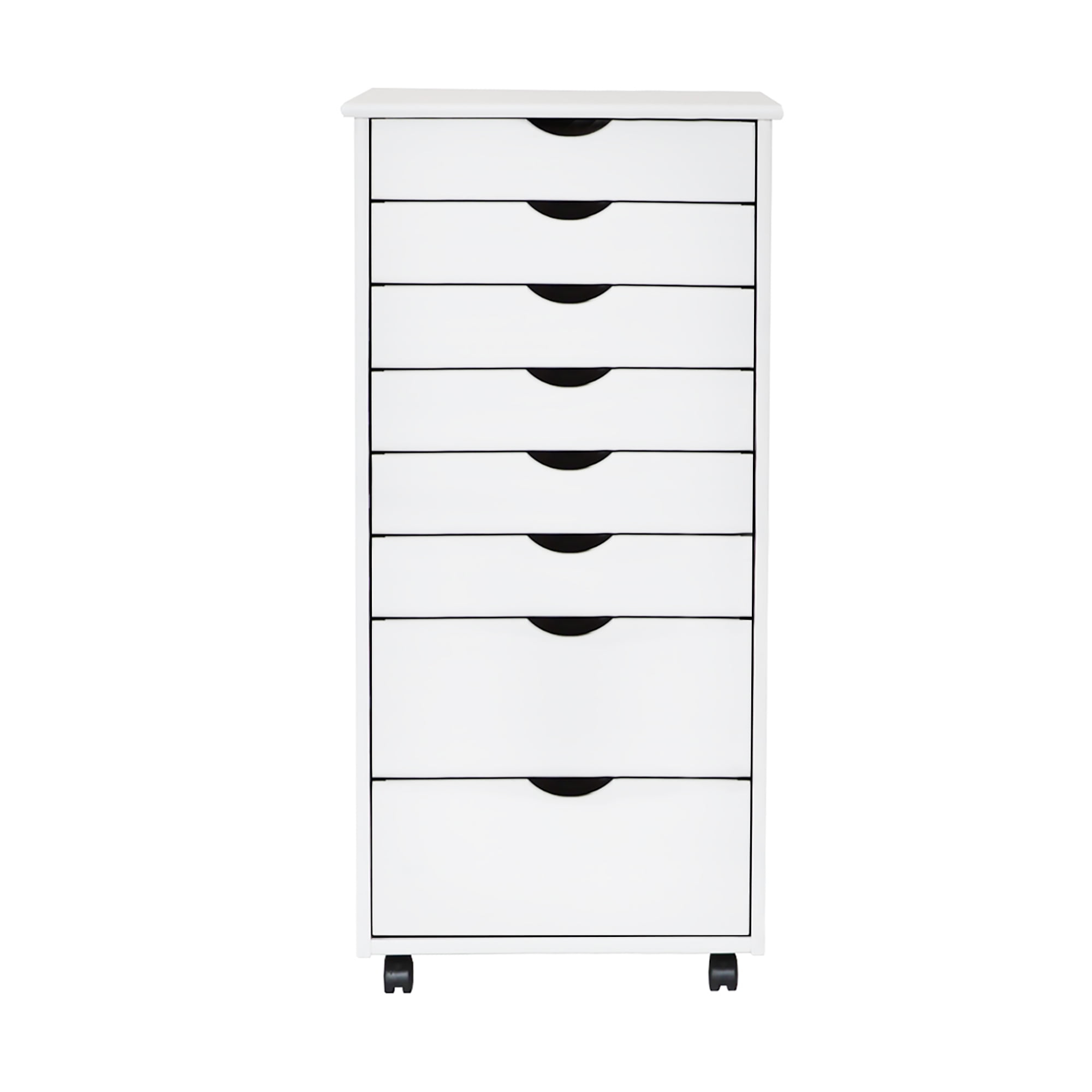 Adeptus Solid Wood   6+2 Drawer Wide Roll Cart - White
