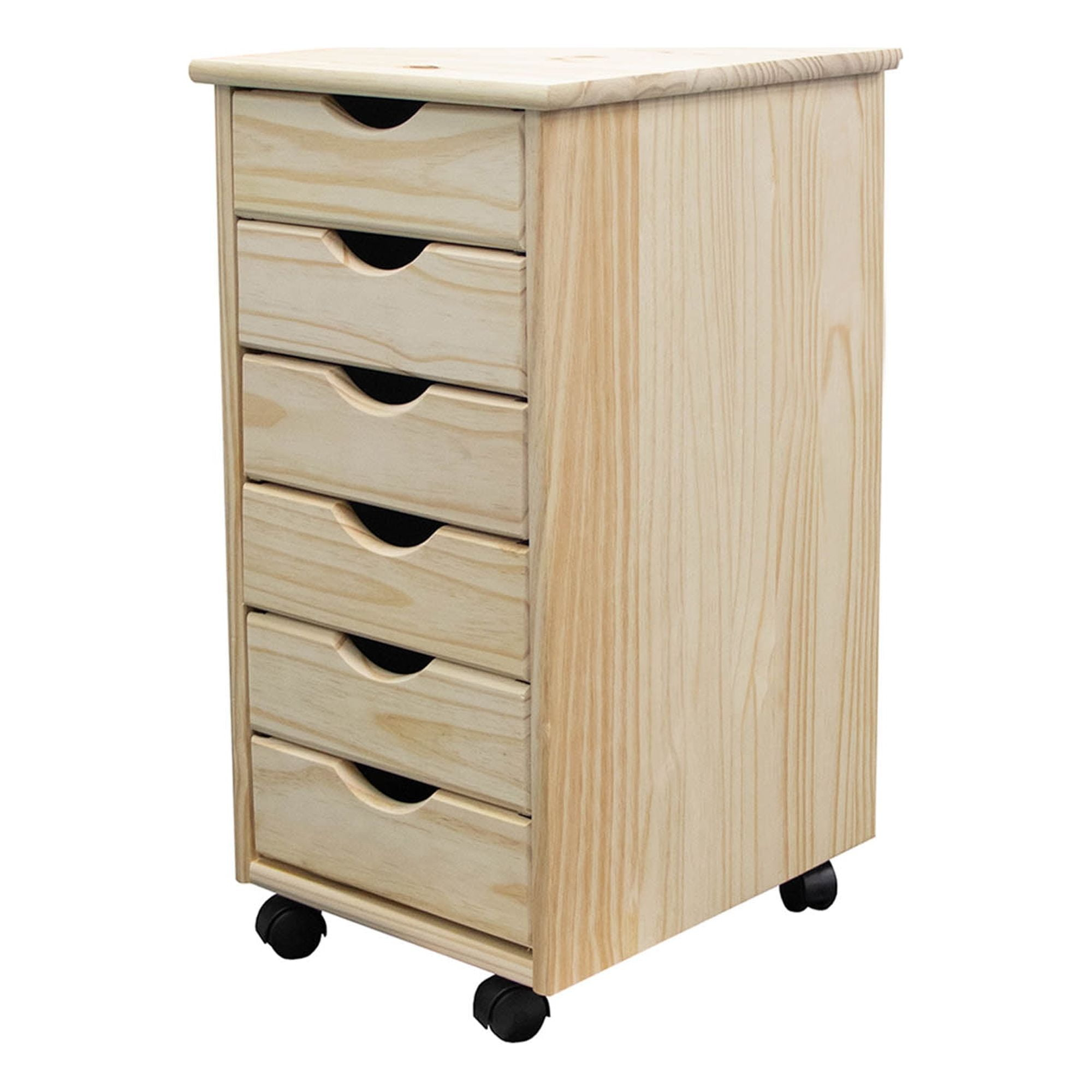 Adeptus Original Roll Cart, Solid Wood, 6 Drawer Roll Cart, Unfinished