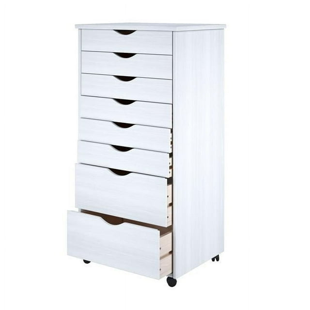 Adeptus Solid Wood   6+2 Drawer Wide Roll Cart - White