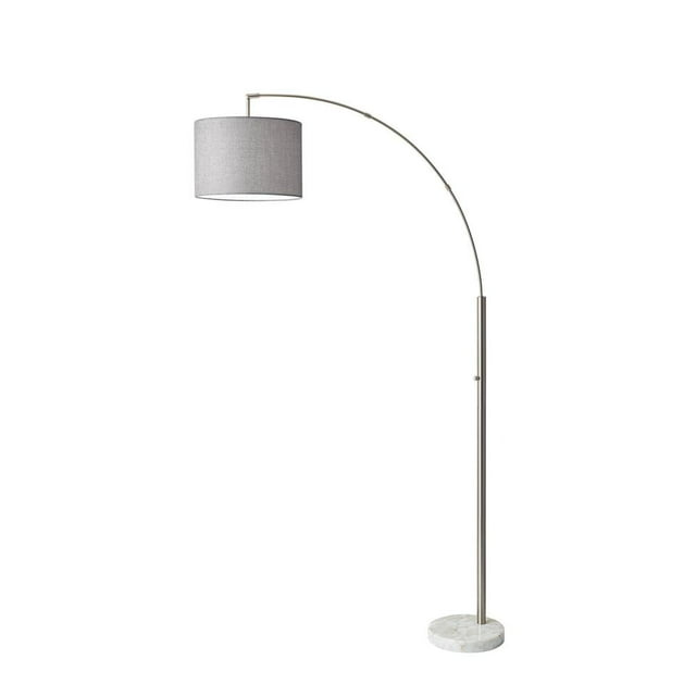 73.5" Bowery Arc Lamp Steel - Adesso: Contemporary Design, ETL Listed, Linen Shade, Metal Body