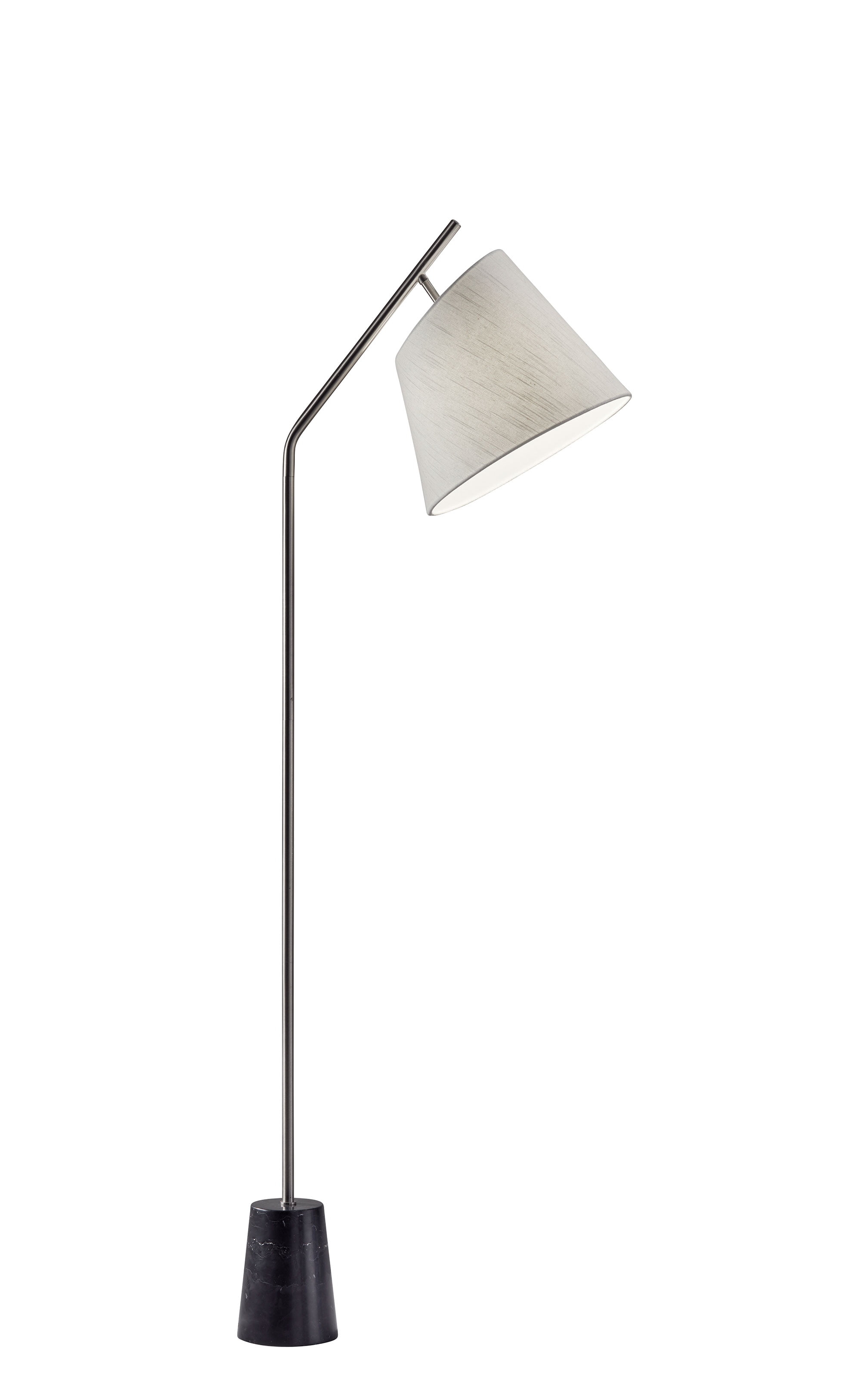 Classic Brushed Steel Arc Floor Lamp with White Linen Shade