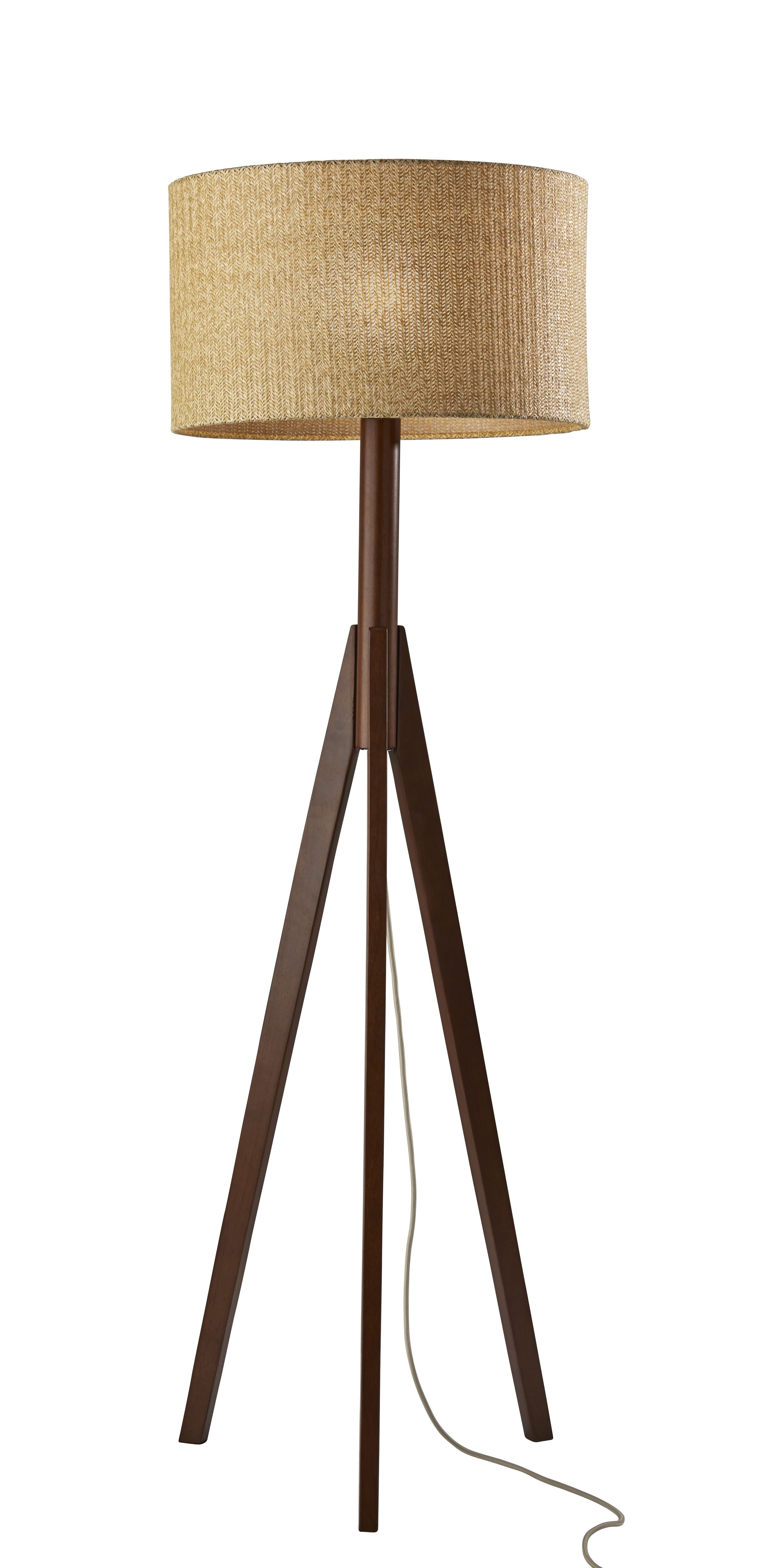Adesso Eden Floor Lamp, Walnut Rubberwood