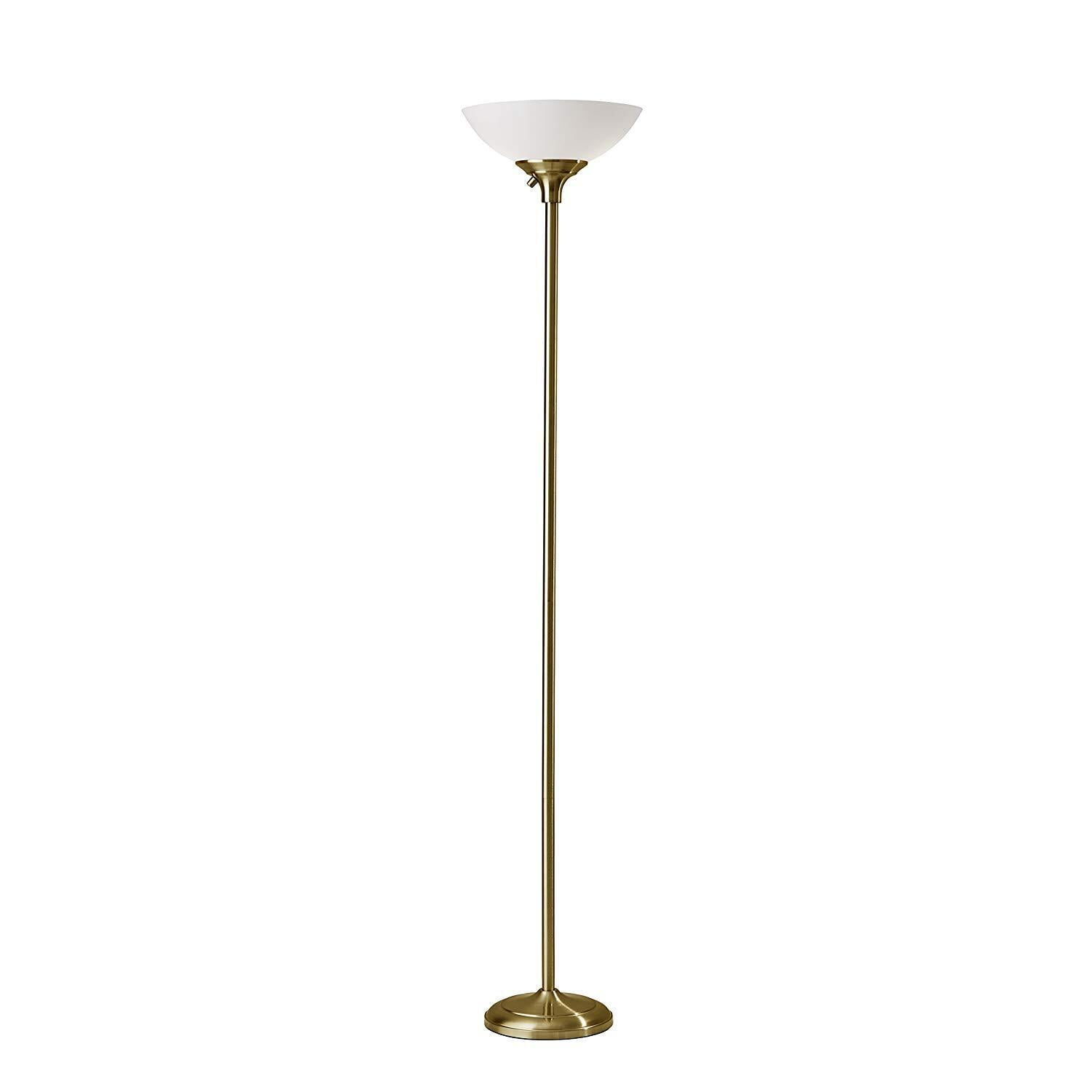 Adesso® Glenn 300W Torchiere, 71"H, Antique Brass Base