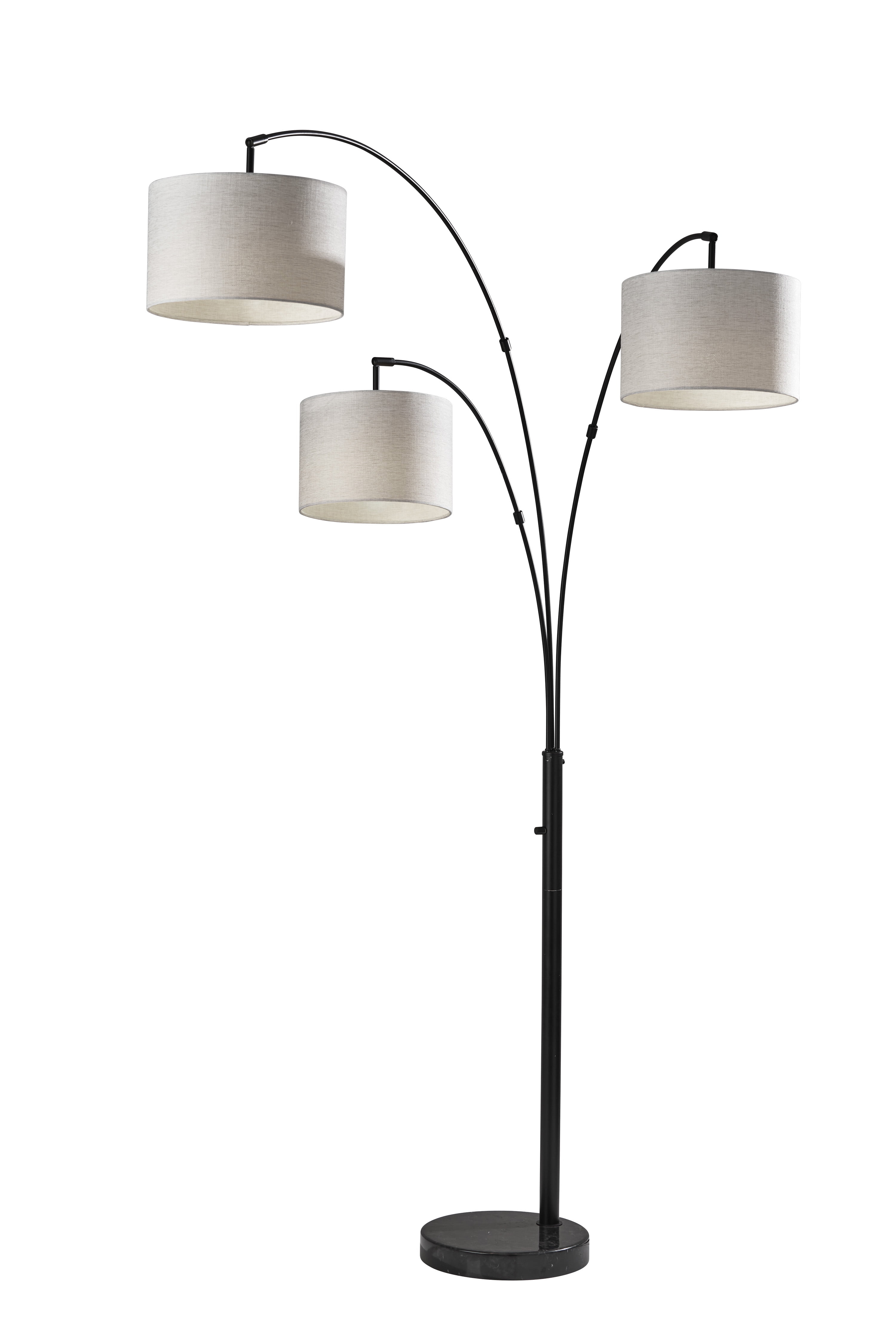 Adesso Home Brand Bowery 3-Arm Arc Lamp in Black Color
