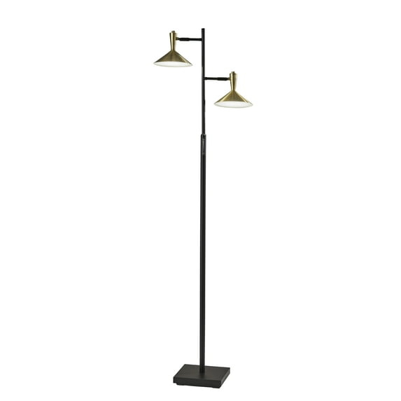 Adesso Lucas Lámpara de Árbol LED, Negra con Latón Antiguo