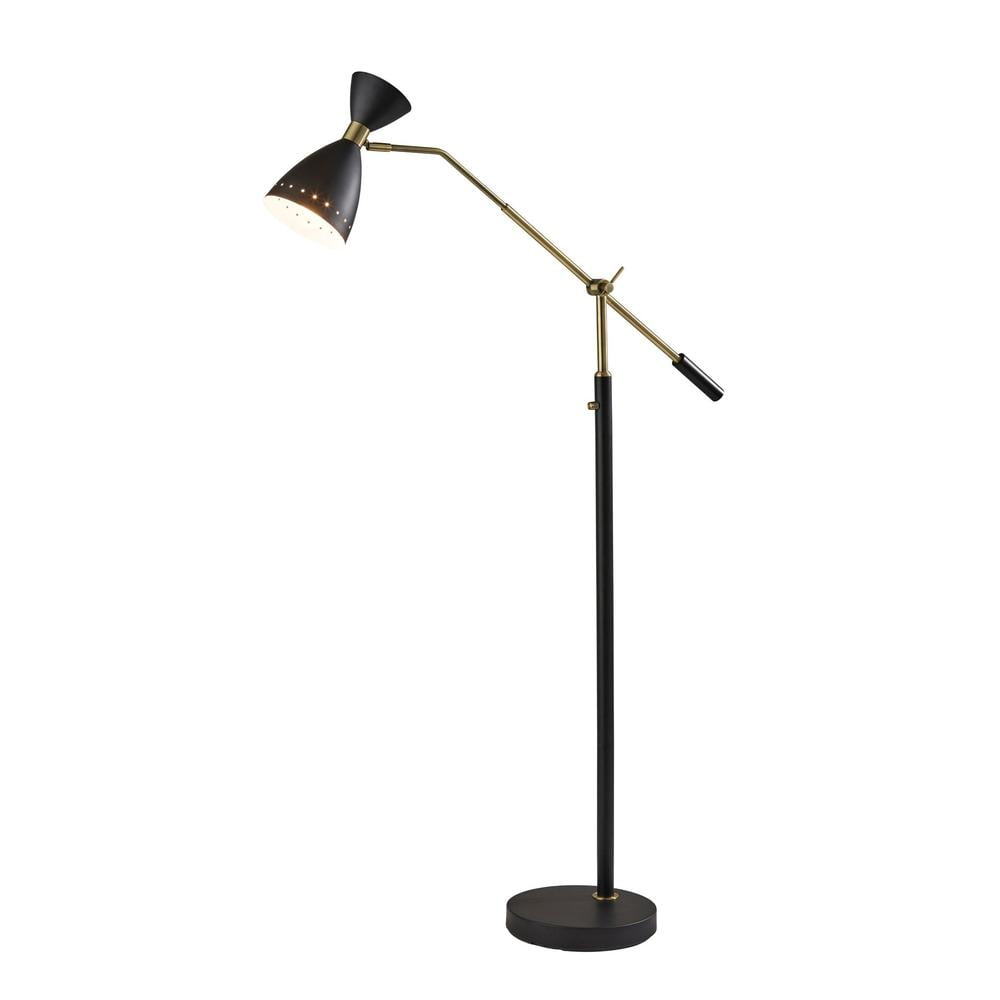 Oscar Adjustable Floor Lamp Black - Adesso: Mid-Century Style, Extended Arm, ETL Listed
