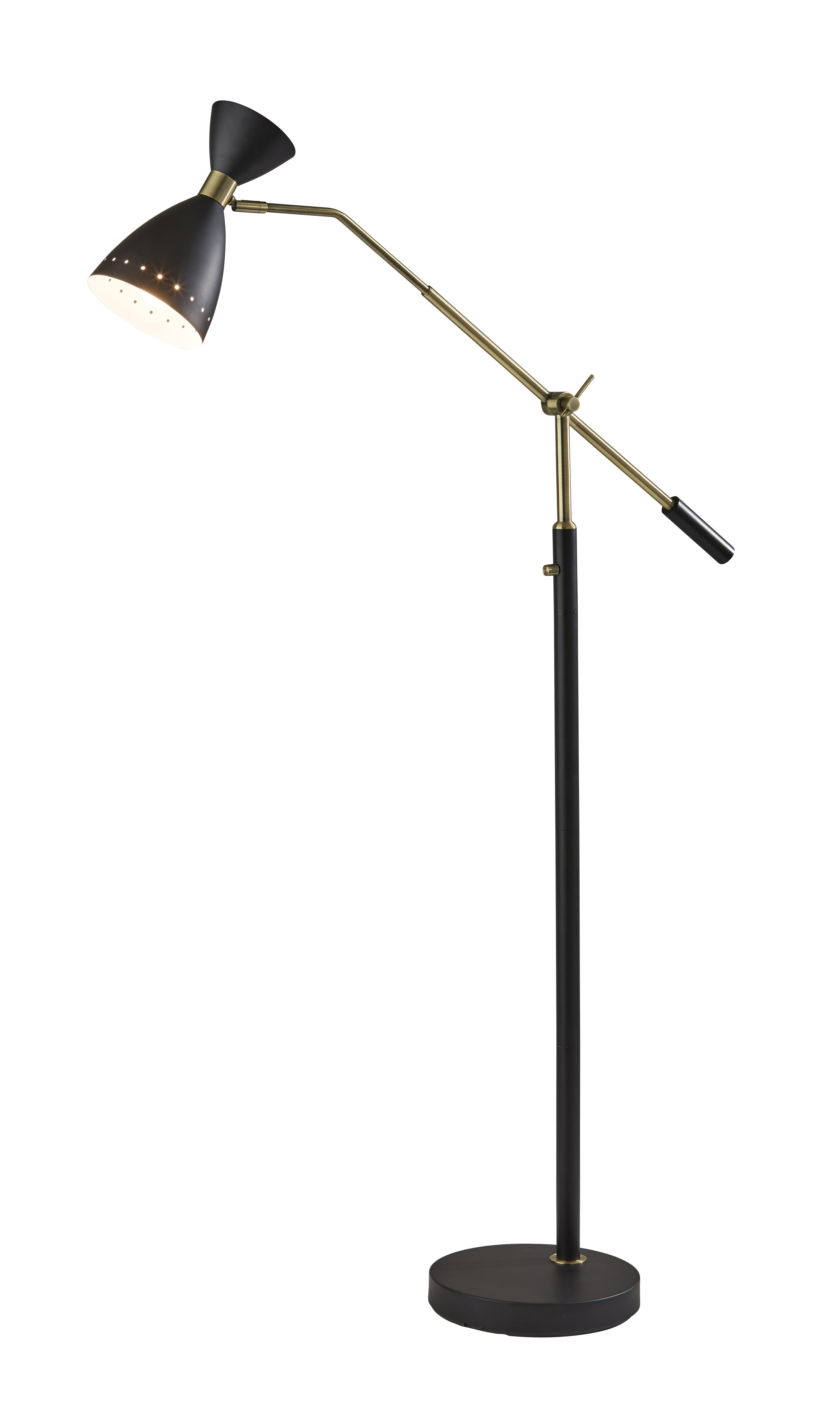 Oscar Adjustable Floor Lamp Black - Adesso: Mid-Century Style, Extended Arm, ETL Listed