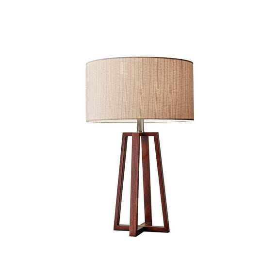 Adesso 23.75" Quinn Table Lamp Brown: ETL Listed, Linen Shade, No Assembly Required