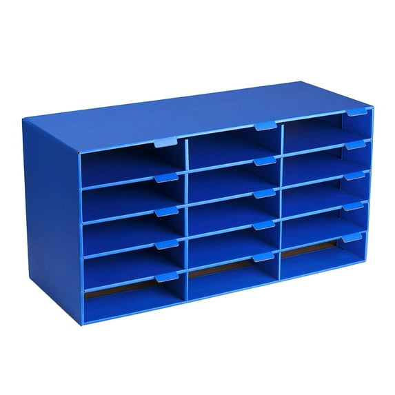 AdirOffice Cardboard Classroom Mailbox, and Office Mail Organizer with Name Slots, (15 Slot, Blue)