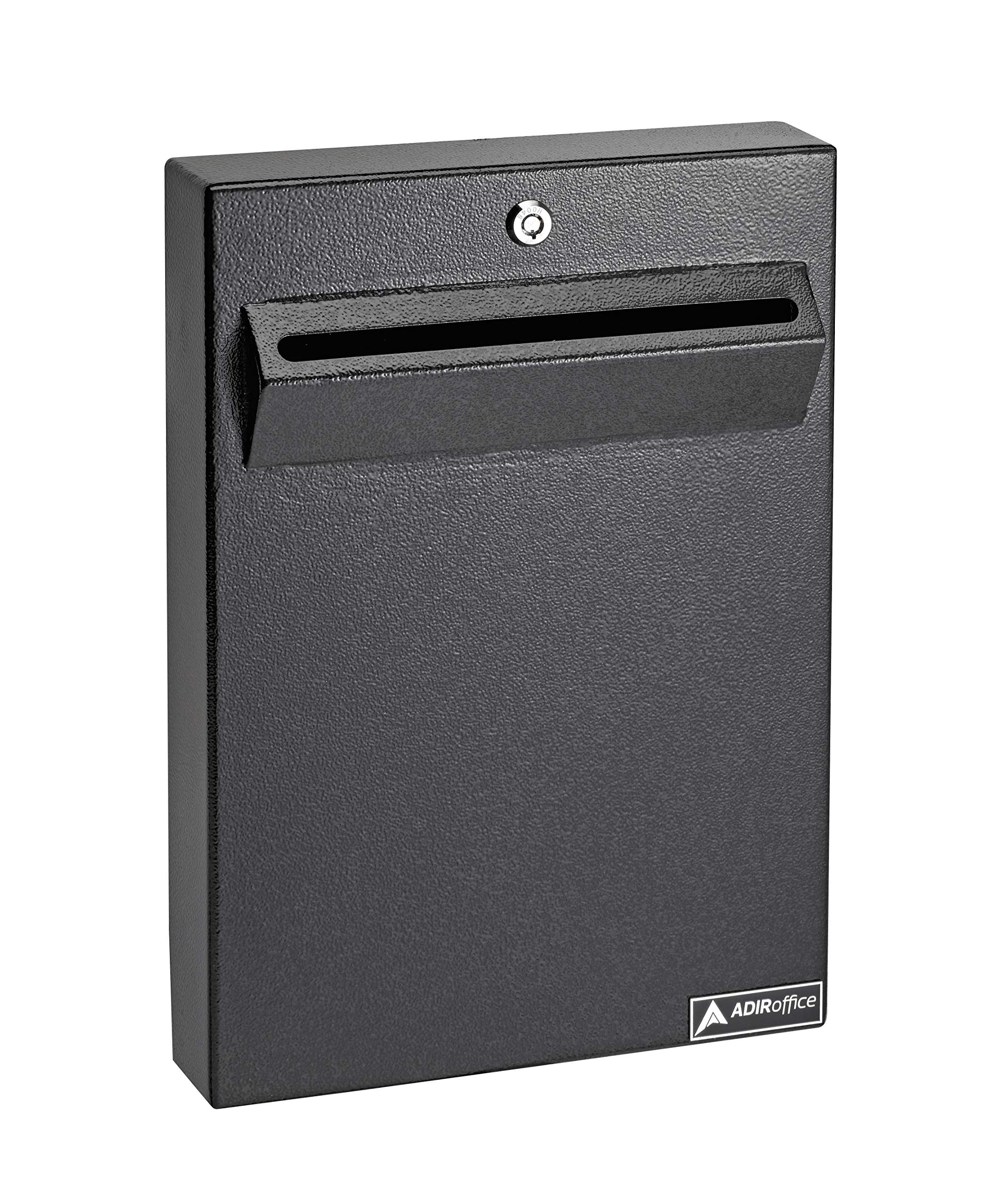 AdirOffice Metal Locking Mailbox with Post Outdoor, Mailboxes for Outside Wall Mount Large with Key Lock, Black