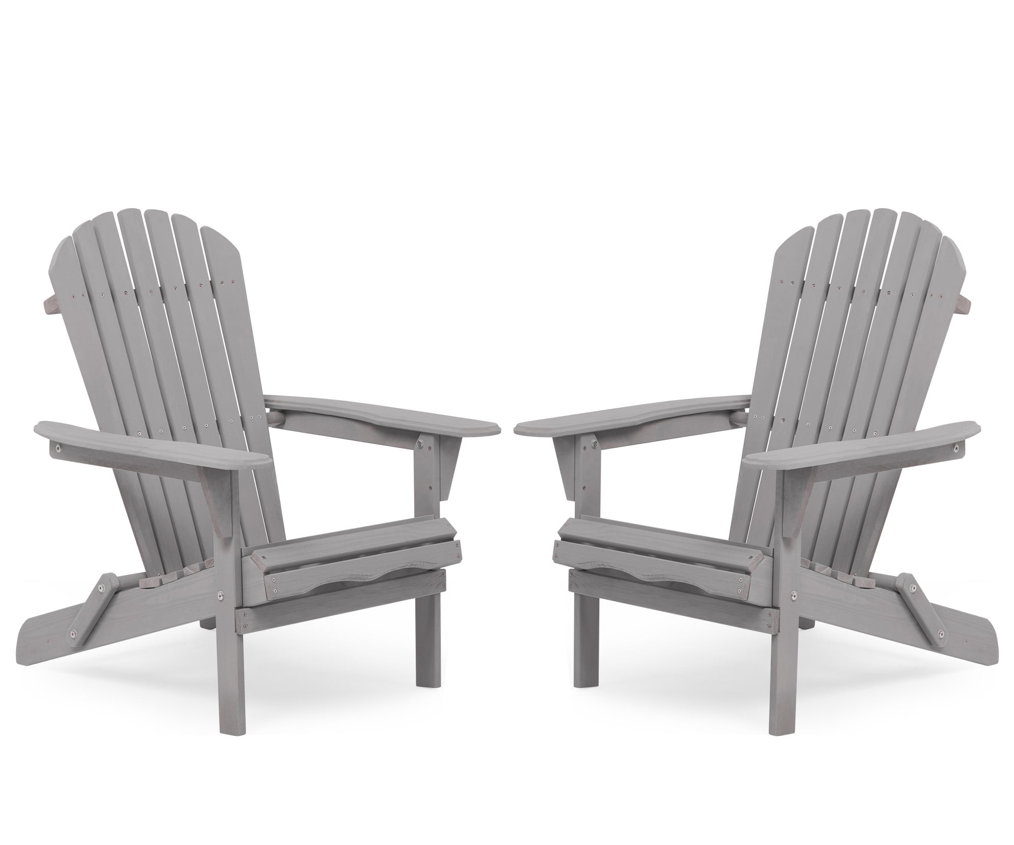 Triple Tree Wood Adirondack Folding Chairs - Set of 2, Gray