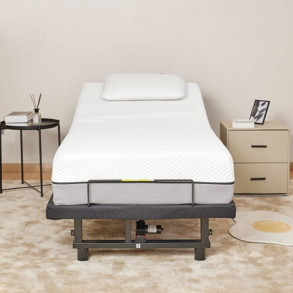 Twin Adjustable Metal Bed Frame with Drawer and Wireless Remote