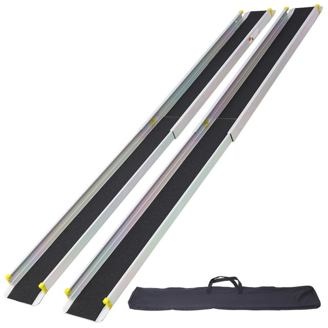 Adjustable Telescoping Wheelchair Ramps 48"-84" Extension Non-Skid Surface Safe & Convenient Access Solution for Vans, Curbs & Steps