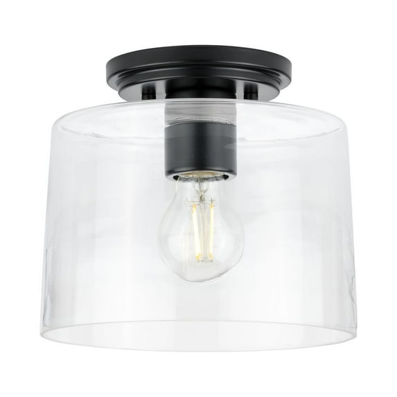 Progress Lighting, Adley Collection, 1-Light Flush Mount, Matte Black, Clear Glass Shade