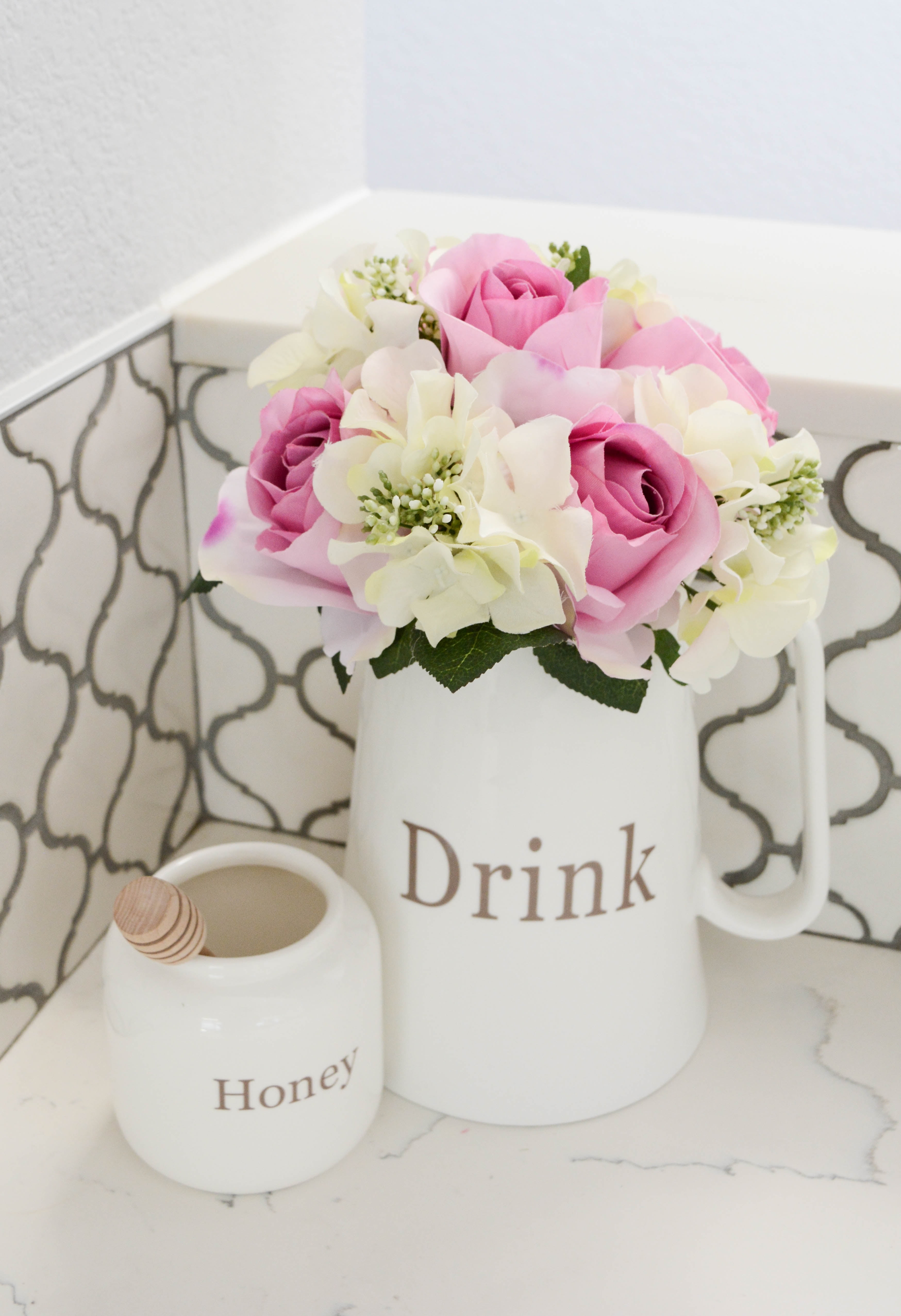 Admired By Nature 9 Stems Artificial Rose Hydrangea Mixed Bouquet, Lavender/Cream