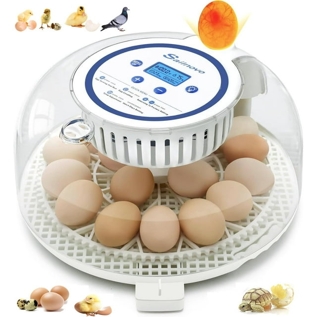 Adnoom 18 Egg Incubator for Chicken,Incubators for Hatching Eggs with Automatic Egg Turning and Humidity Control, Egg Candler, 360° View Window for Farm Hatching