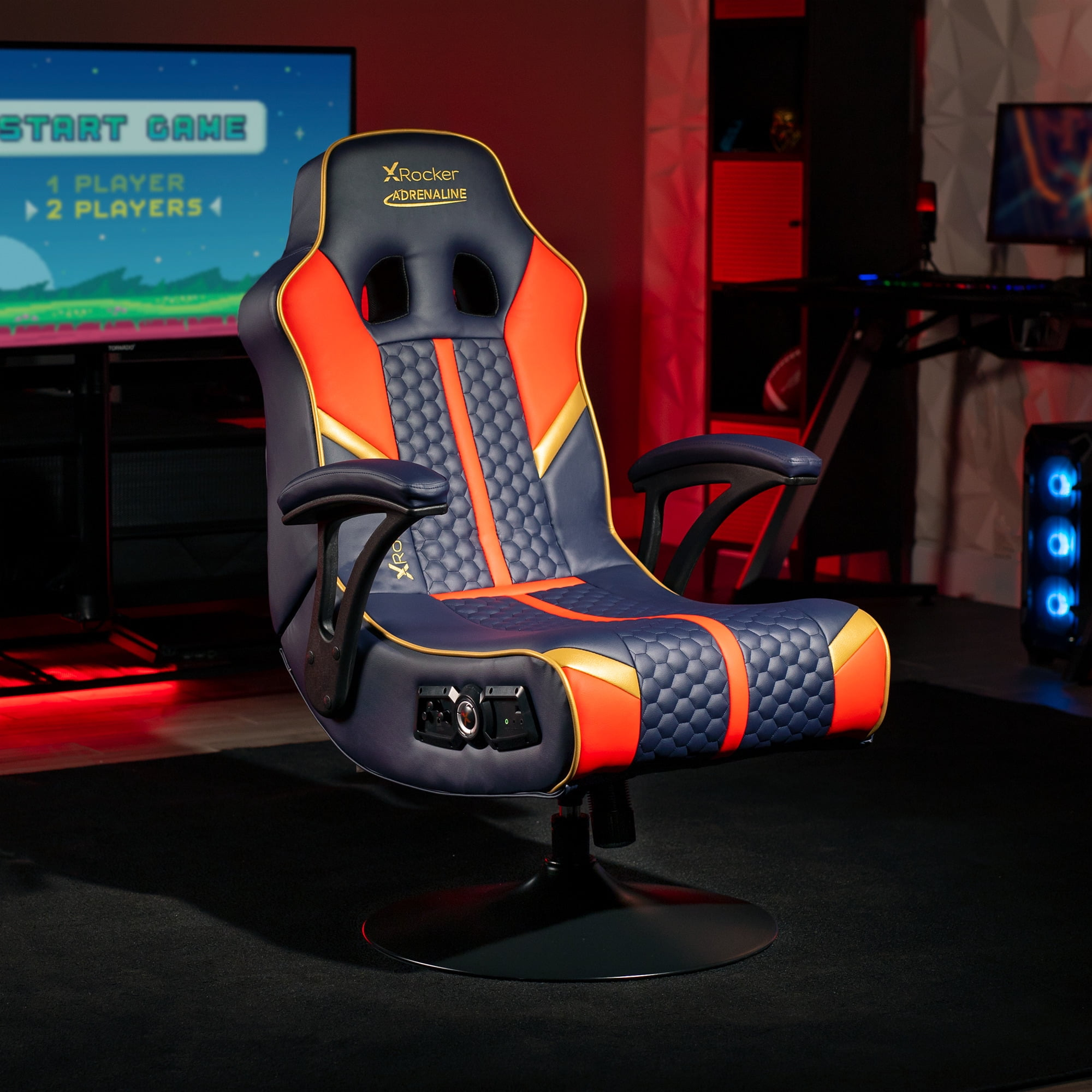Adrenaline 2.1 Wireless Pedestal Gaming Chair, Red/Navy