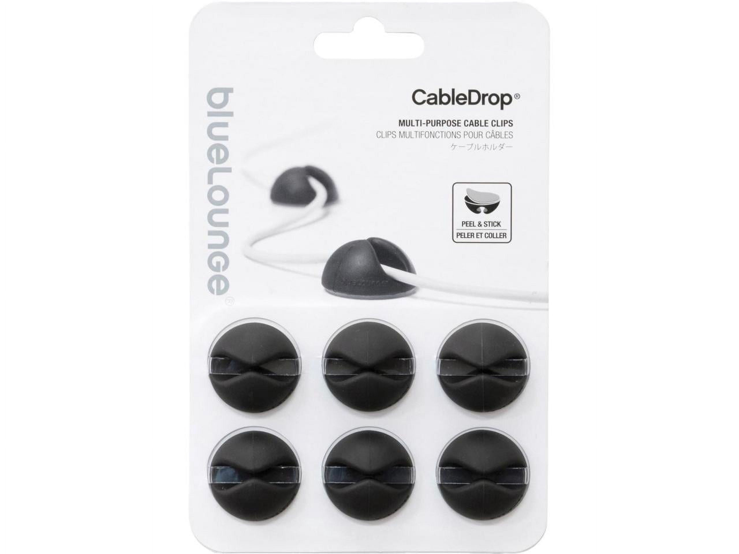 Advantus Cable Clip CableDrop 1-1/10"Wx1-1/10"Lx3/5"H 6/PK Black BLUCDBL