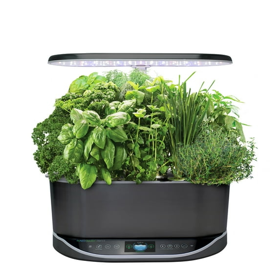 AeroGarden Bounty Elite - Jardín Interior con Luz de Cultivo LED, Acero Inoxidable Platino