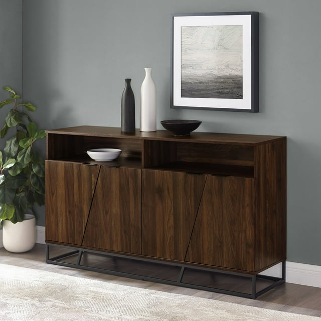 Afton Angled Door Dark Walnut Sideboard by Walker Edison