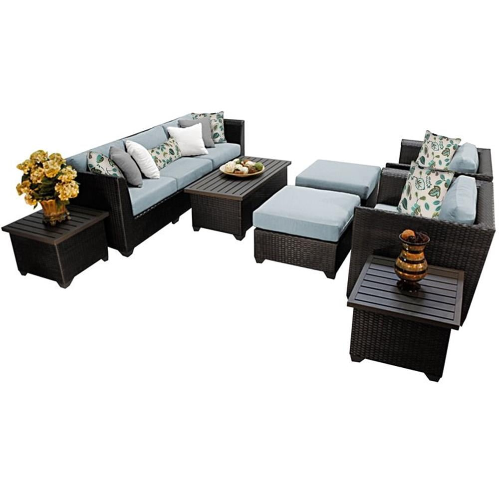 Afuera Living 10 Piece Outdoor Sectional with Cushions and Coffee Table in Spa