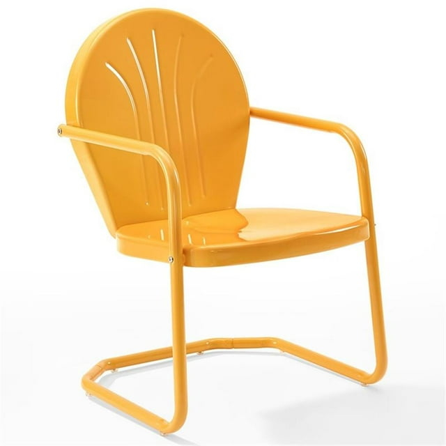 Crosley Furniture Griffith Outdoor Chair, Retro Metal Patio Chairs for Dining, Porch, Deck, Balcony, Tangerine