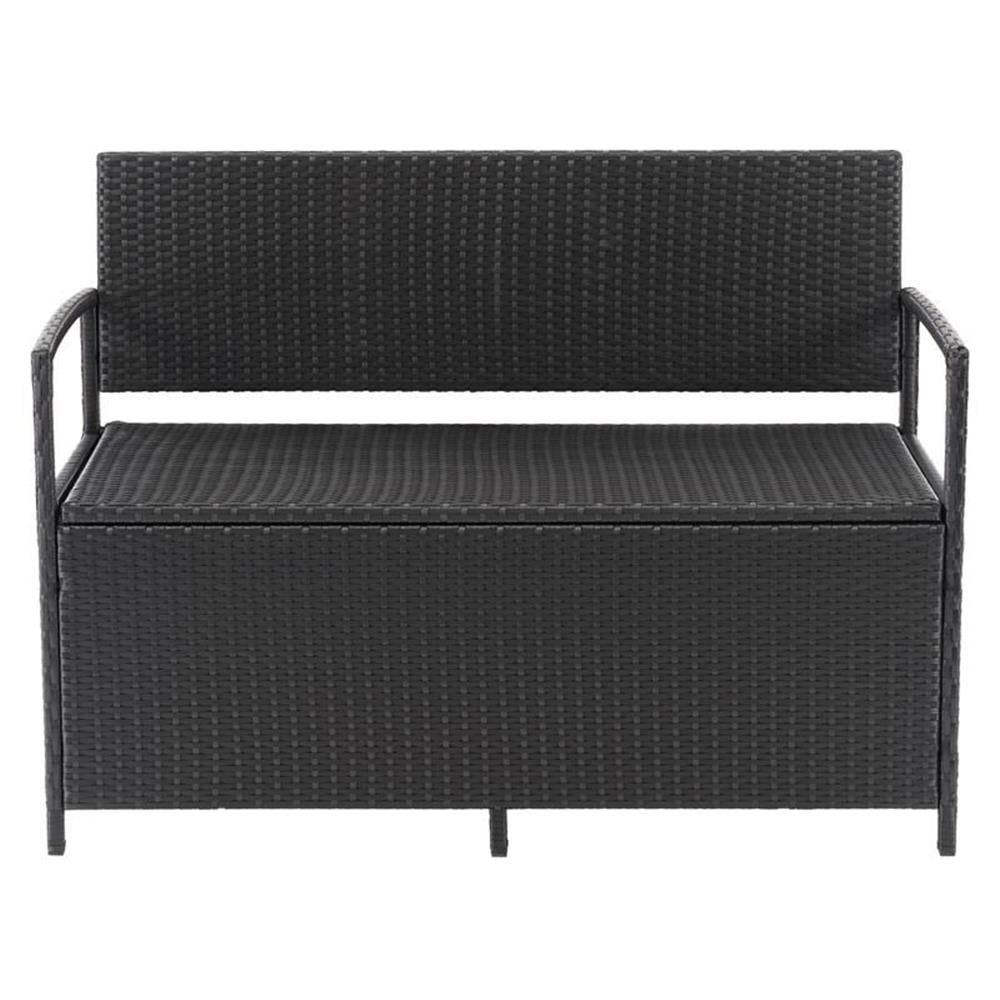 Afuera Living Patio Wicker/Rattan Storage Bench in Black