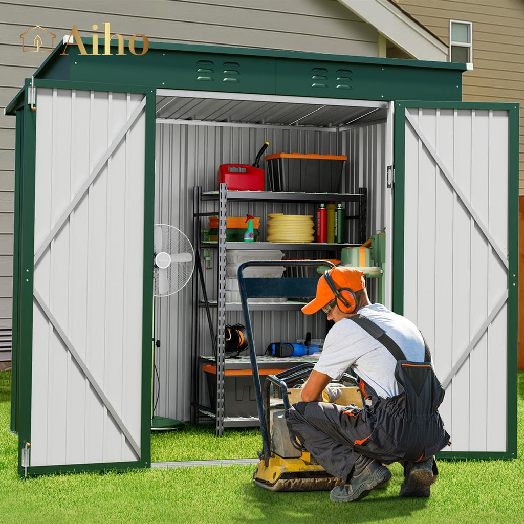 Outdoor Storage Shed, Lofka 6'x 4' Metal Garden Shed with Lockable Door,for Backyard Patio,Green