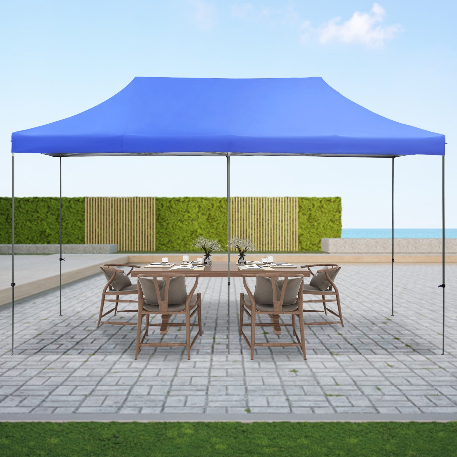 Ainfox 10 x 20 ft Pop up Outdoor Canopy Tent,Portable Shade Instant Folding Gazebo Tent,Blue