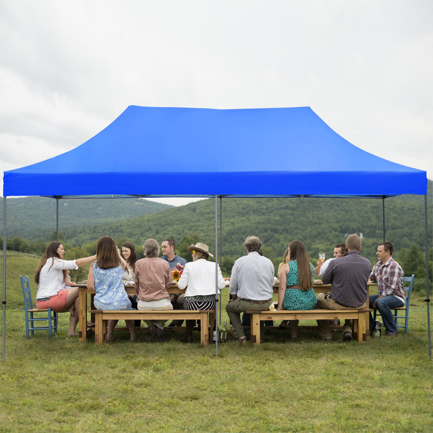 Ainfox 10 x 20 ft Pop up Outdoor Canopy Tent,Portable Shade Instant Folding Gazebo Tent,Blue