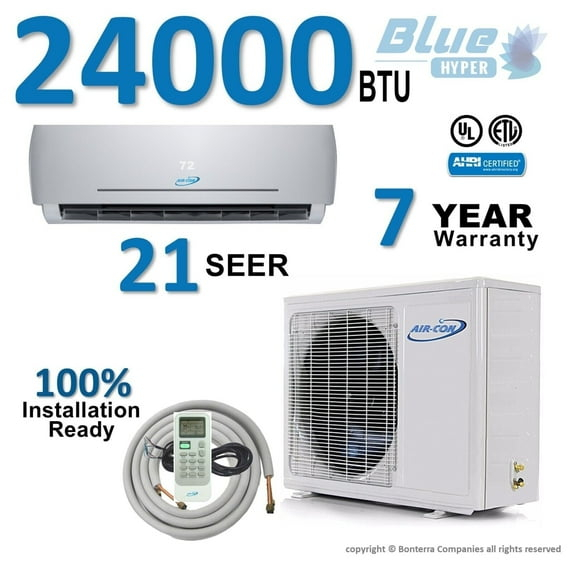 Air-Con 24000 BTU HYPER Mini Split Air Conditioner Heat Pump Ductless 21 Seer