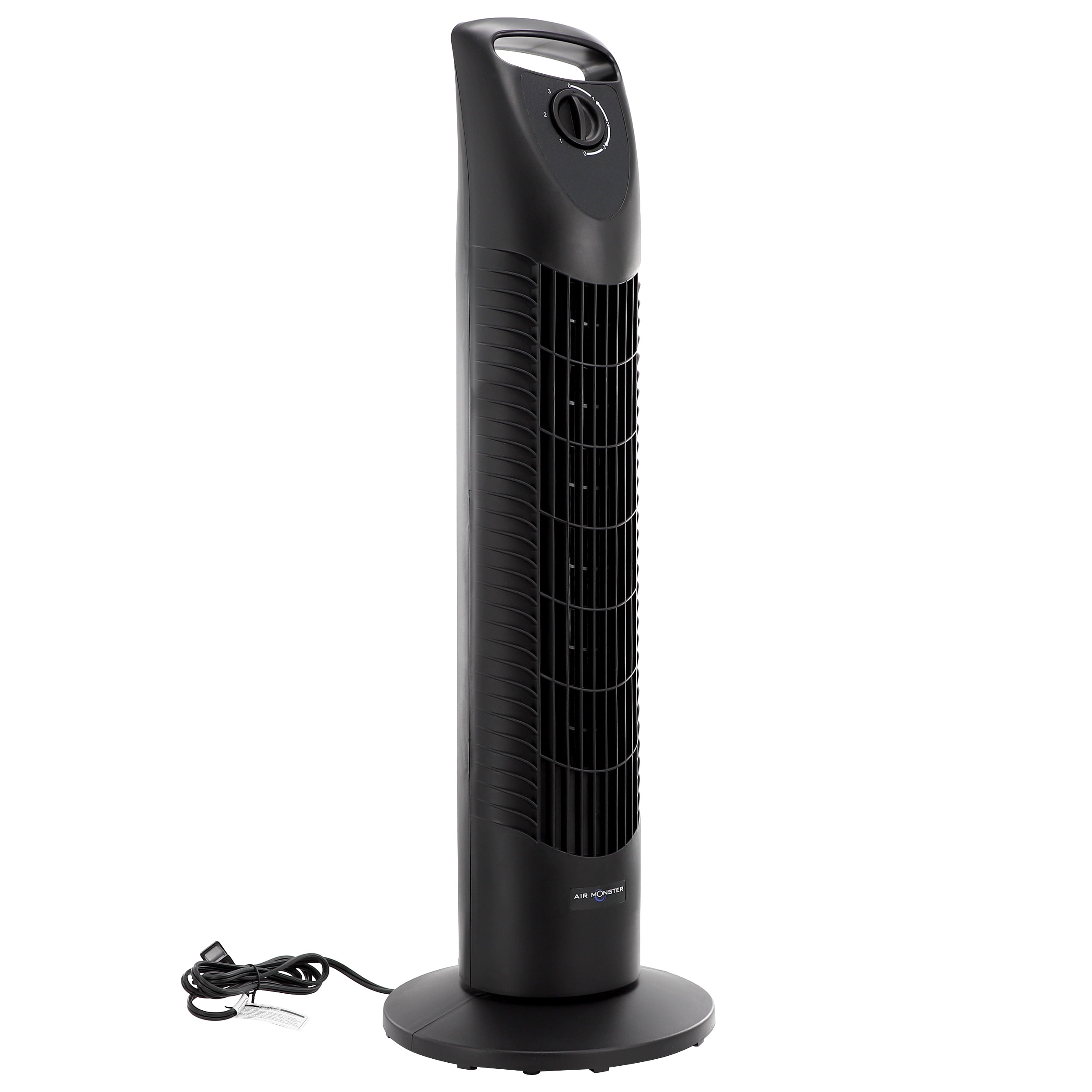 Air Monster 30 Inch 3 Speed Oscillating Tower Fan in Black