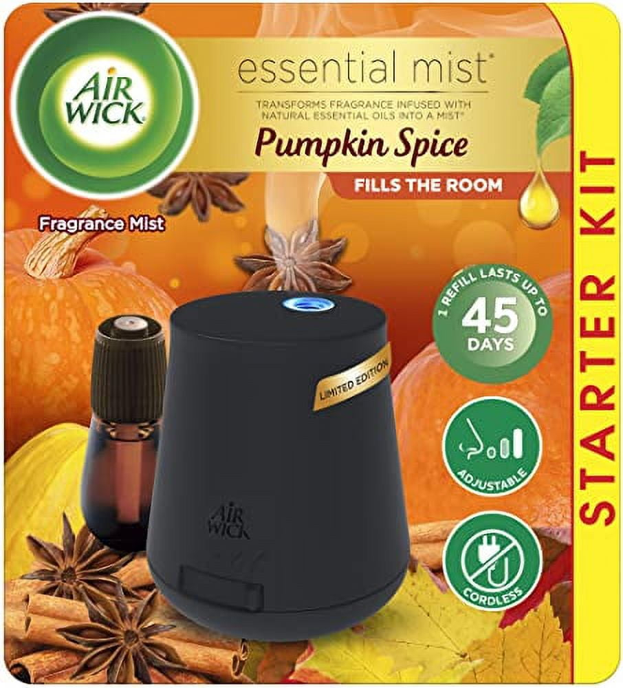 Air Wick Essential Mist Fall Scented Oil Air Freshener Diffuser Starter Kit, Pumpkin Spice, 2 Piece