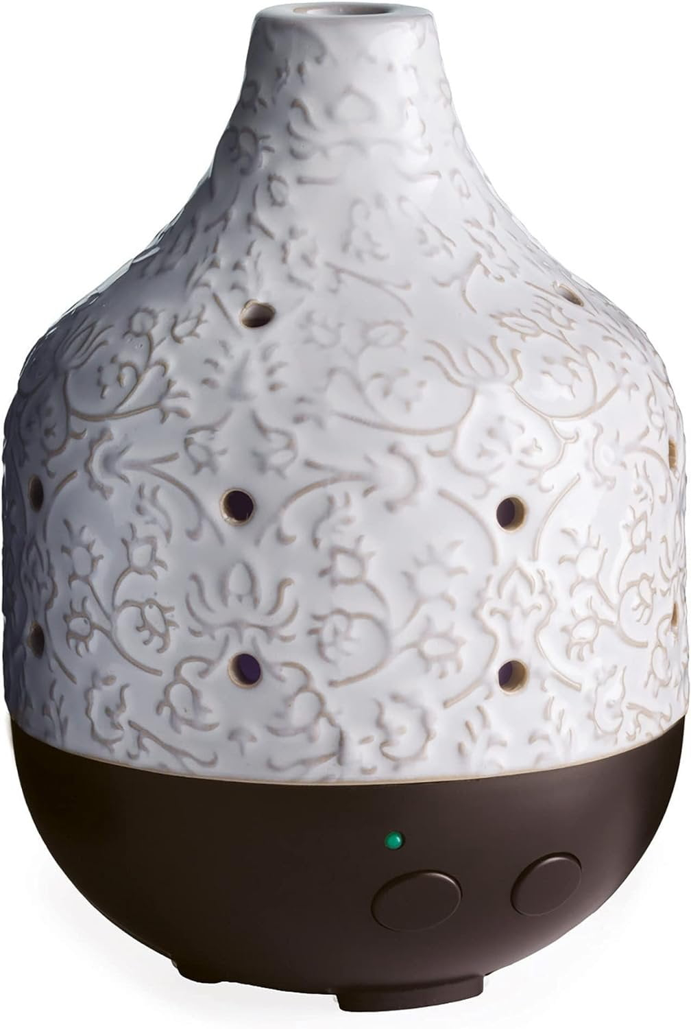 Airome Botanical Large Ceramic Essential Oil Diffuser250 mL Humidifying Ultrasonic Aromatherapy Diffuser 8 Colorful LED Lights, Up to 24 Hours Intermittent & Continual Mist with Auto Shut-Off, White