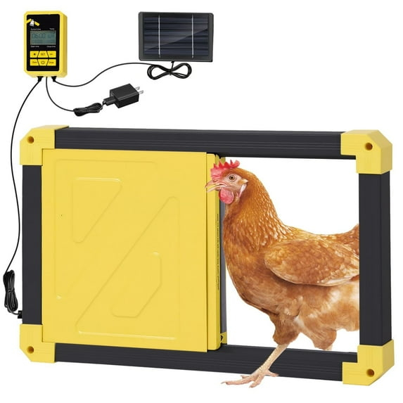 Aivituvin Solar Automatic Chicken Coop Door with light Sensor Anti Pinch Waterproof Coop Door, Ideal for Chicken Breeding
