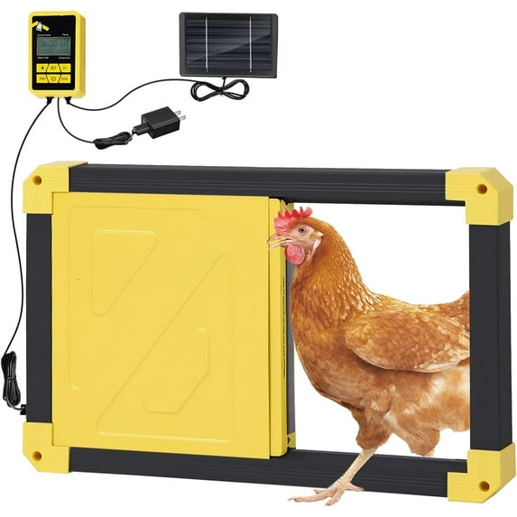 Aivituvin Solar Automatic Chicken Coop Door with light Sensor Anti Pinch Waterproof Coop Door, Ideal for Chicken Breeding