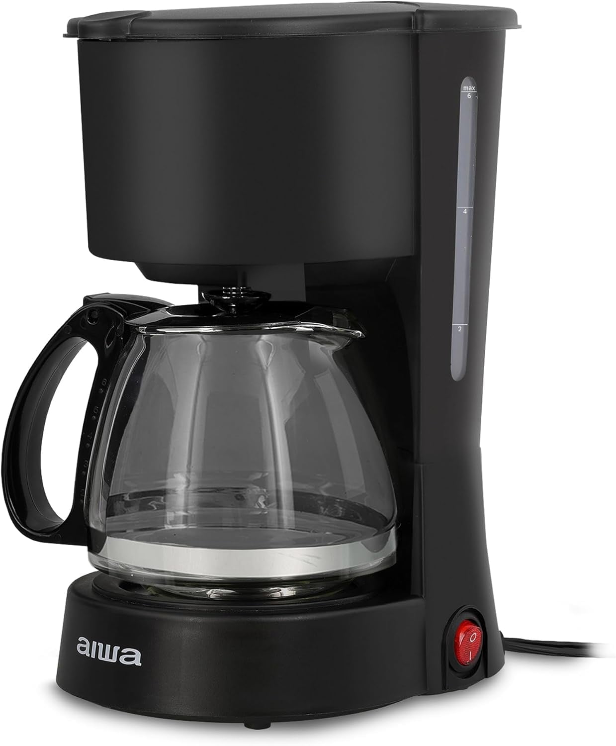 Aiwa 6-Cup Compact Coffee Maker Machine with 22-oz Carafe Coffee Pot and Reusable Filter, Black