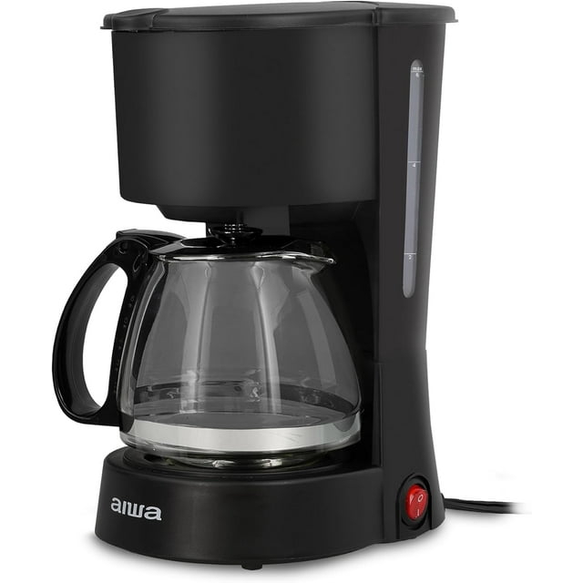Aiwa 6-Cup Compact Coffee Maker Machine with 22-oz Carafe Coffee Pot and Reusable Filter, Black