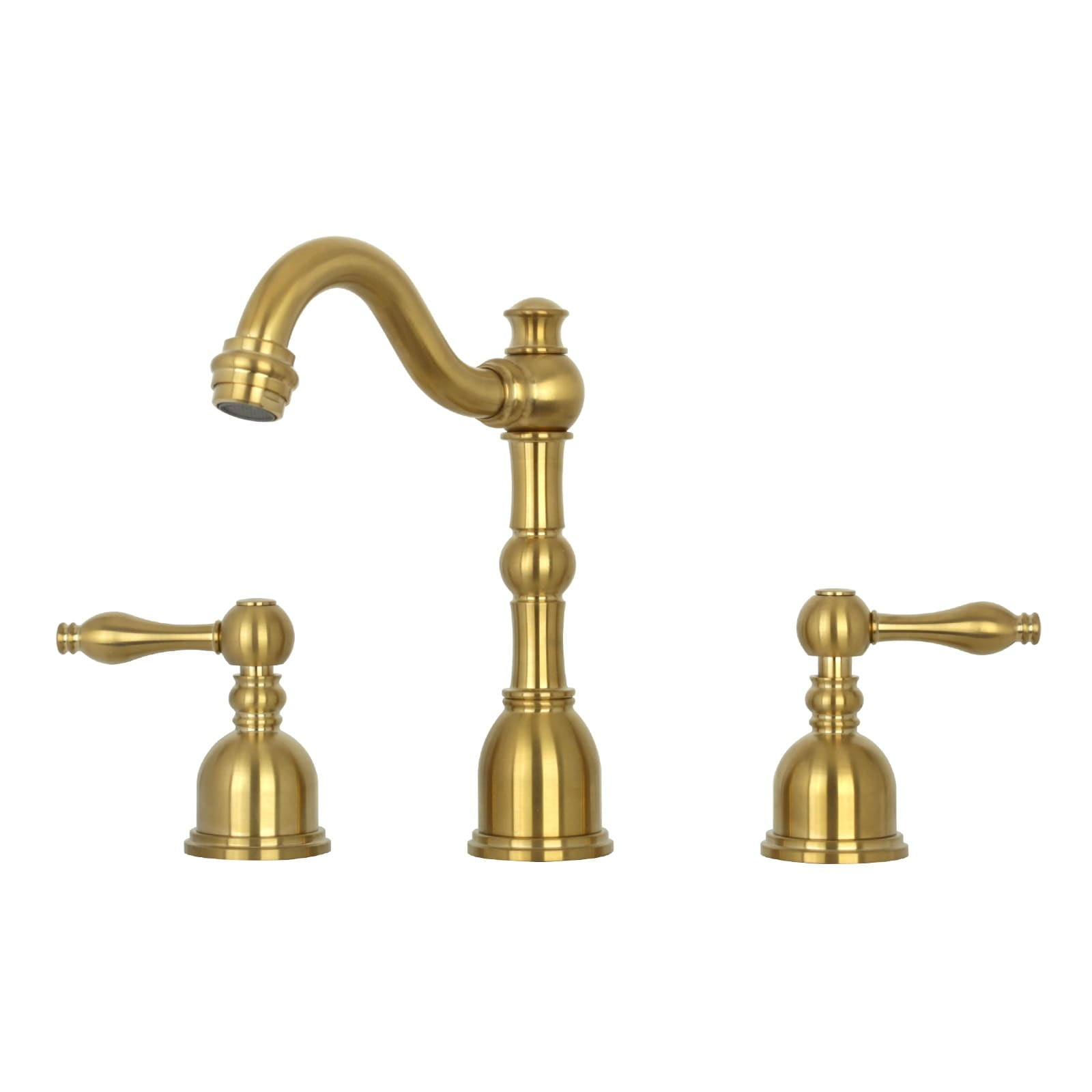 Akicon Widespread Two-handle Copper Bathroom Faucet Brushed Gold Gold Finish