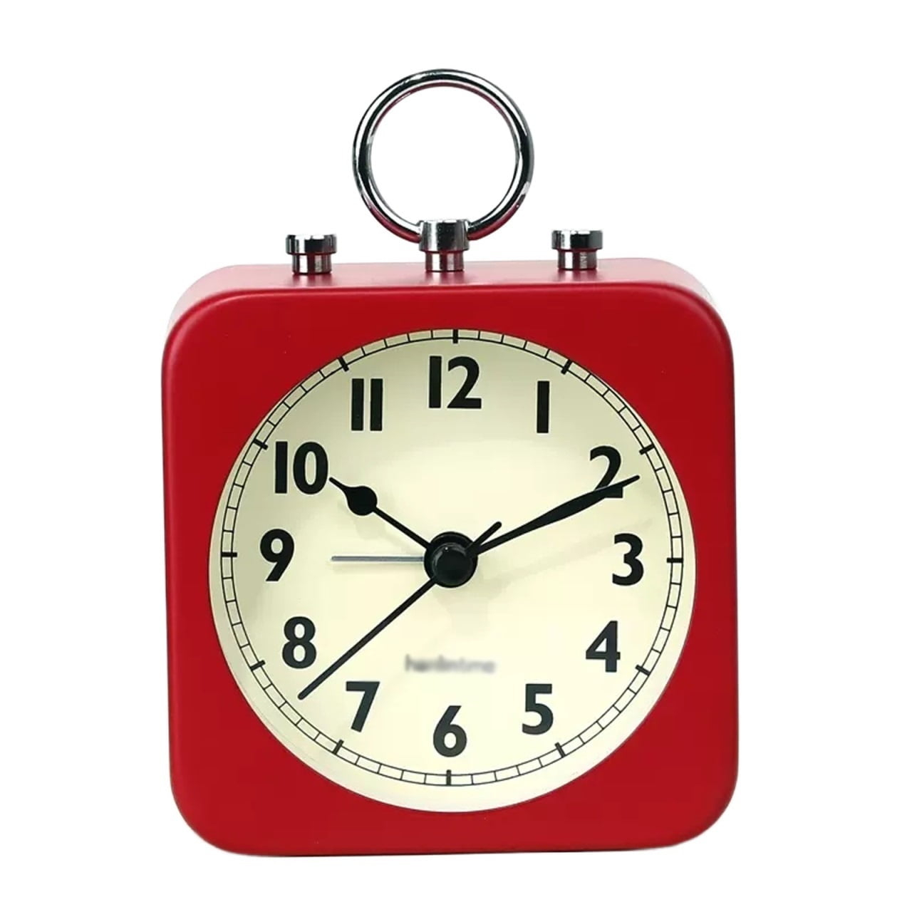 Alarm Clock with Square Metal Case, Non Ticking Battery Operated Small Square Clock for Bedside Desk Table Living Room