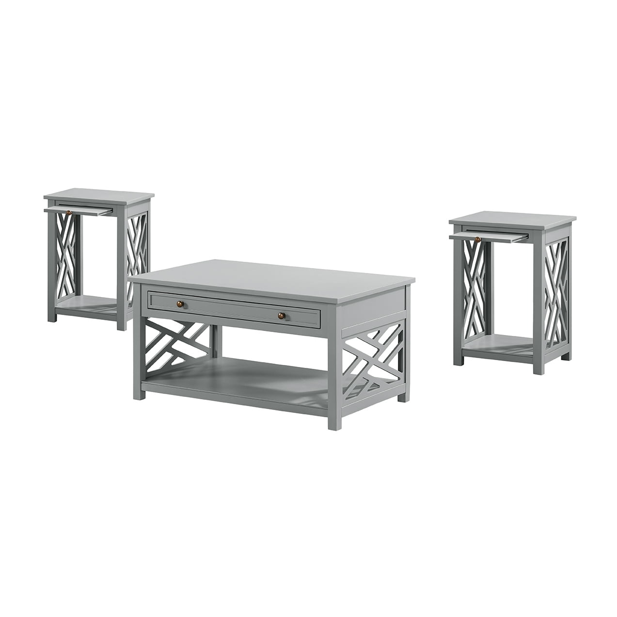 Alaterre Coventry 36" Coffee Table with Drawer and Two End Tables with Tray, Set of 3