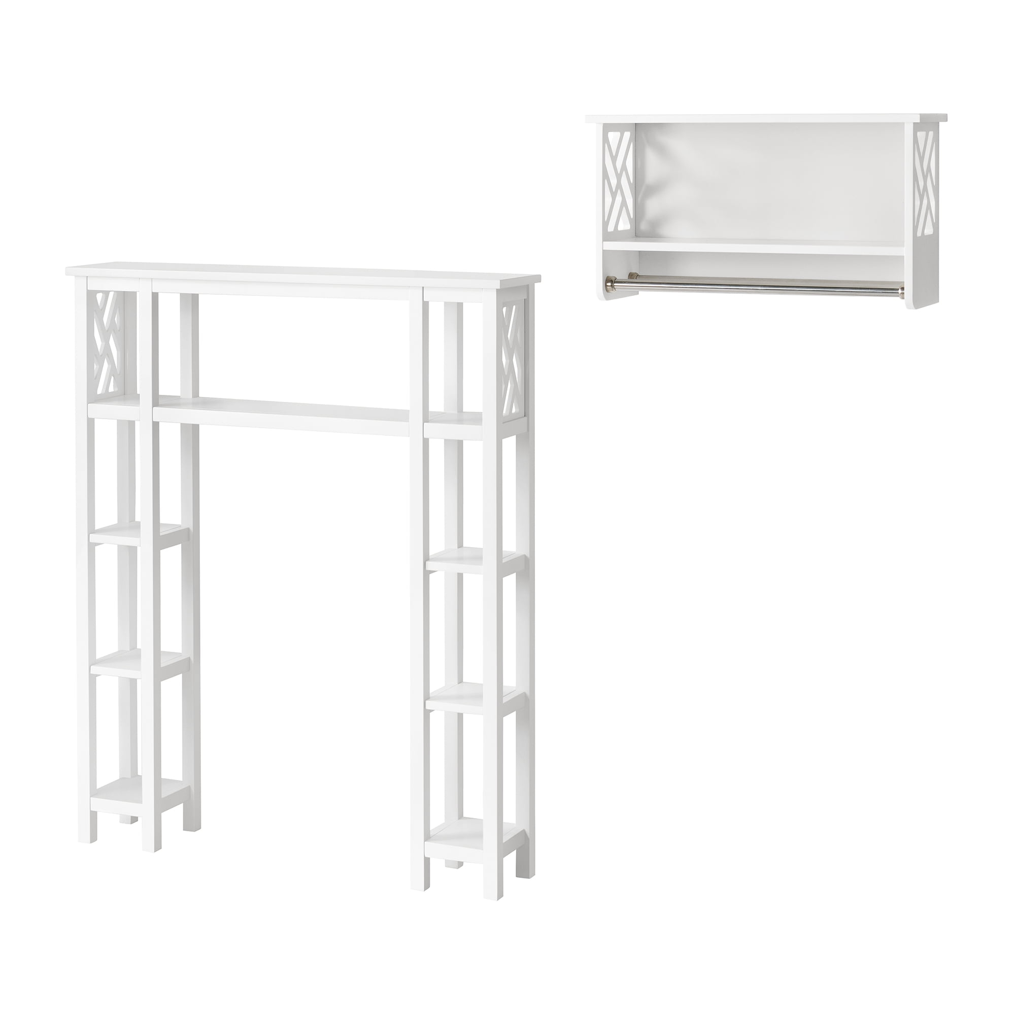Alaterre Coventry Over Toilet Open Shelving Unit with Left and Right Side Shelves, Shelf with Two Towel Rods