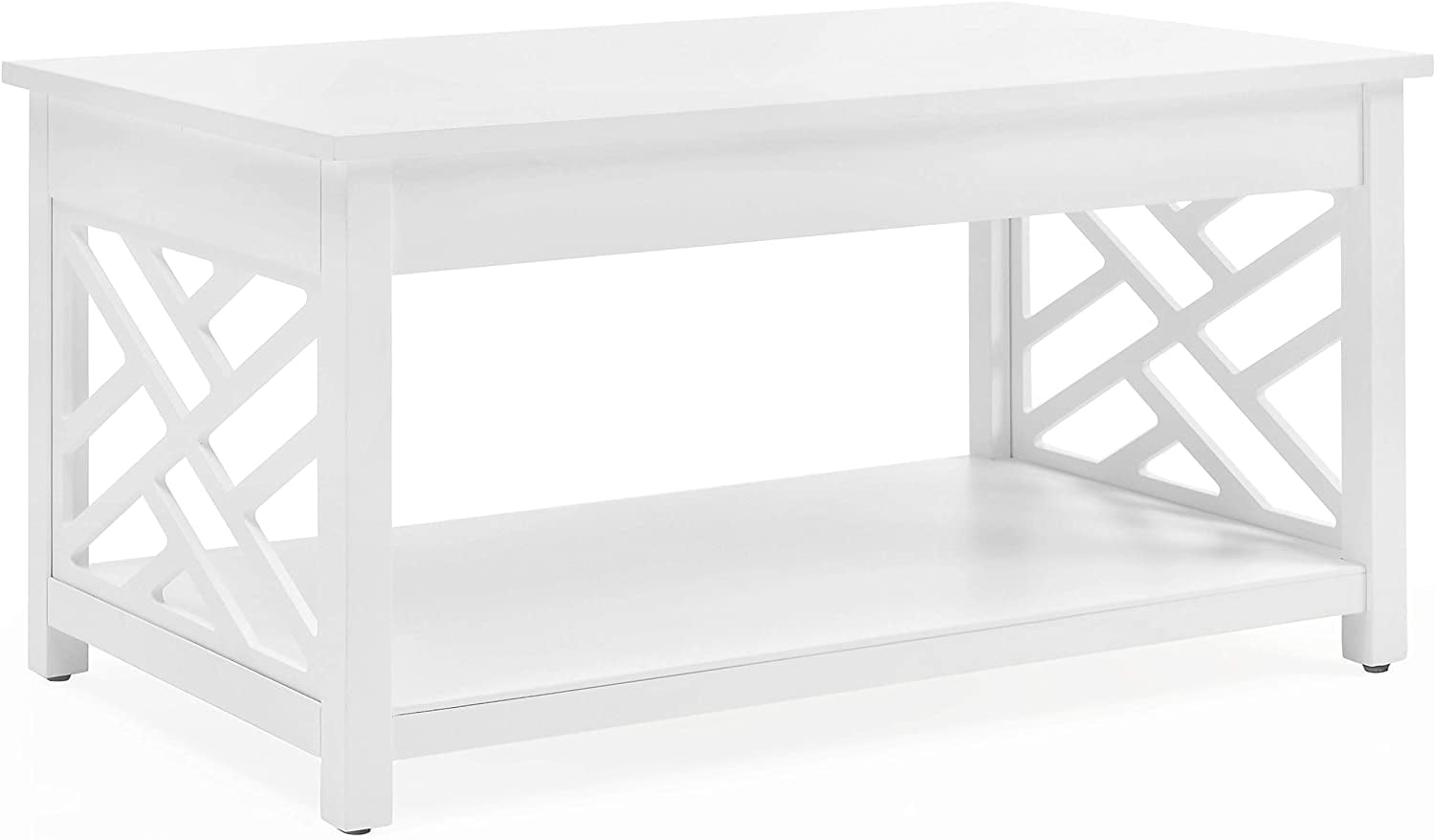 Alaterre Furniture Coventry 36 in. Solid Pine Wood Coffee Table, Traditional to Modern Design, Open-Detailing Accent Furniture, White